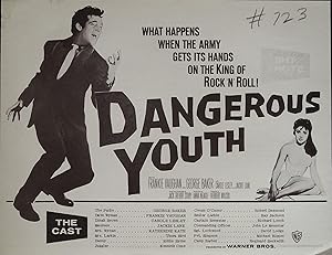 Dangerous Youth Synopsis Sheet 1958 George Baker, Frankie Vaughan