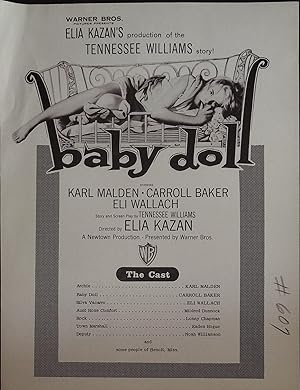 Image du vendeur pour Baby Doll Synopsis Sheet 1956 Karl Malden, Carroll Baker mis en vente par AcornBooksNH