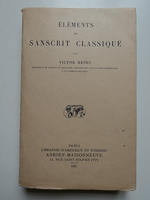 Image du vendeur pour Elments de Sanscrit classique mis en vente par Librairie Christian Chaboud