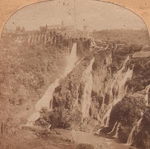 Italy Tivoli Waterfalls Old Stereo Photo 1860