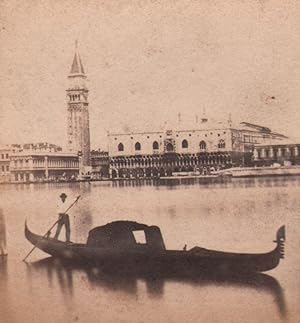 Italy Venice Canal Grande Gondola Old Stereo Photo 1870