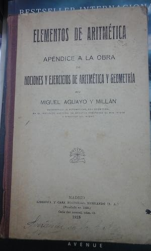 Imagen del vendedor de ELEMENTOS DE ARITMTICA (Madrid, 1928) a la venta por Multilibro