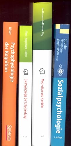 Bild des Verkufers fr (4 Einfhrungen / Handbcher in /zu Teilbereiche(n) der Psychologie / Neurowissenschaft:) I: Rsler, F.: Psychophysiologie der Kognition. Eine Einfhrung in die Kognitive Neurowissenschaft. II: Pfister, H.-J. / Jungermann, H. / Fischer, K.: Die Psychologie der Entscheidung. Eine Einfhrung. III: Heckhausen J. / Heckhausen, H. (Hgg.): Motivation und Handeln. IV: Stroebe, W. / Hewstone, M. / Stephenson, G.M. (Hgg.): Sozialpsychologie. Eine Einfhrung. zum Verkauf von Antiquariat Buechel-Baur