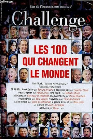 Immagine del venditore per Challenges : Les 100 qui changent le monde (27 aot 2015, n442). Les 100 qui changent le monde - Analyses - International - Finances prives - Affaires prives venduto da Le-Livre