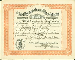 The United Registration Bureau for the Tobacco Industries (registration certificate)