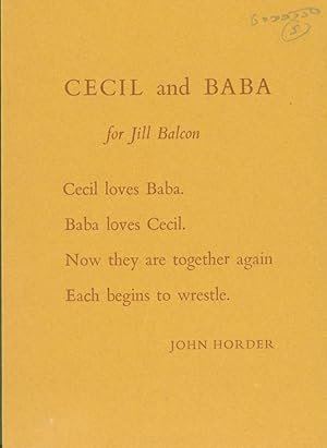 Immagine del venditore per Cecil and Baba (broadside poem) venduto da Eureka Books