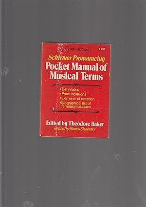 Imagen del vendedor de Schirmer Pronouncing Pocket Manual of Musical Terms a la venta por Meir Turner