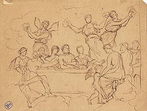 Neoclassical banquet scene with angels and putti
