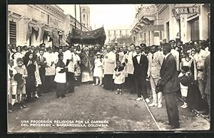 Postcard Barranquilla, Una Procesión Religiosa por la Carrera del Progreso