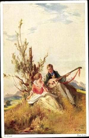 Künstler Ansichtskarte / Postkarte Eyer, G., Das Lied, Paar, Landschaft - Primus 5263