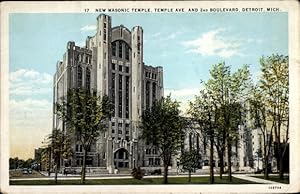 Immagine del venditore per Ansichtskarte / Postkarte Detroit Michigan USA, New Masonic Temple, Temple Avenue and Second Boulevard venduto da akpool GmbH
