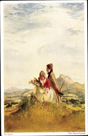 Künstler Ansichtskarte / Postkarte Eyer, G., Der Spaziergang, Paar, Landschaft - Primus 5269