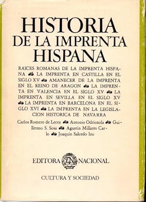 Bild des Verkufers fr HISTORIA DE LA IMPRENTA HISPANA. zum Verkauf von Librera Javier Fernndez