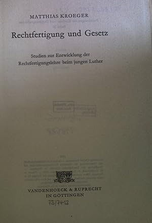 Imagen del vendedor de Rechtfertigung und Gesetz. a la venta por books4less (Versandantiquariat Petra Gros GmbH & Co. KG)