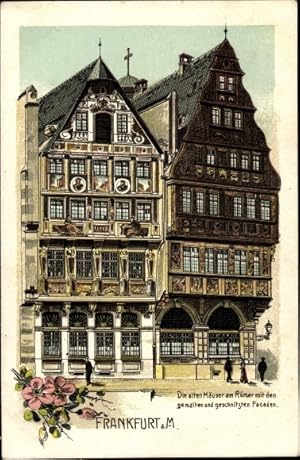 Bild des Verkufers fr Ansichtskarte / Postkarte Frankfurt am Main, alte Huser am Rmer mit gemalten und geschnitzten Fassaden zum Verkauf von akpool GmbH