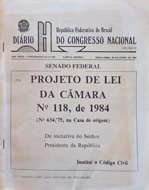 Seller image for PROJETO DE LEI DA CMARA N 118, DE 1984. for sale by Livraria Castro e Silva