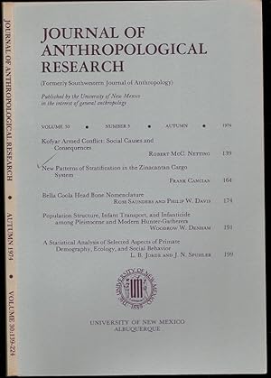 Immagine del venditore per New Patterns of Stratification in the Zinacantan Cargo System in Journal Anthropological Research Volume 30, Number 3 venduto da The Book Collector, Inc. ABAA, ILAB