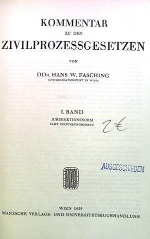 Immagine del venditore per Kommentar zu den Zivilprozessgesetzen; Band 1 venduto da books4less (Versandantiquariat Petra Gros GmbH & Co. KG)
