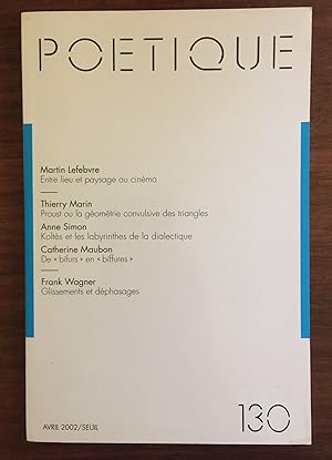 Imagen del vendedor de Potique n130, avril 2002 a la venta por LibrairieLaLettre2