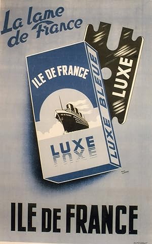 "LAME ILE DE FRANCE" Affiche originale entoilée / Litho par Paul CLAVEAU / Imp. DUFOURNET (1927)