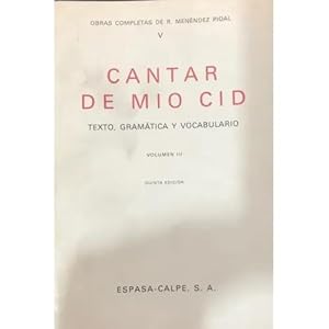 Imagen del vendedor de CANTAR DE MIO CID. TEXTO, GRAMTICA Y VOCABULARIO VOL III a la venta por URBANO LIBROS