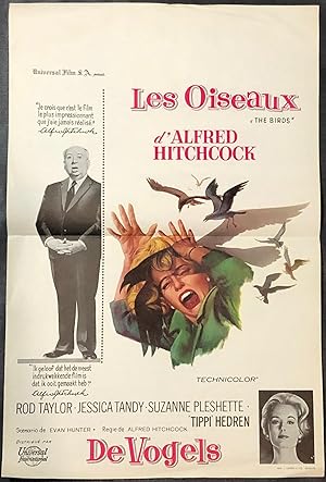 Les Oiseaux "The Birds" d'Alfred Hitchcock. Original Movie Poster, French/Dutch Language
