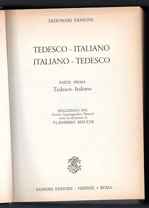 Imagen del vendedor de Tedesco - Italiano Italiano - Tedesco. Parte prima Tedesco - Italiano a la venta por Sergio Trippini