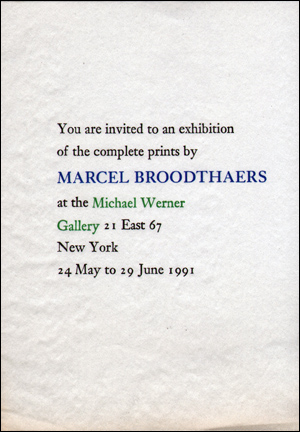 Seller image for Marcel Broodthaers : The Complete Prints for sale by Specific Object / David Platzker