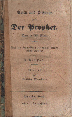 Immagine del venditore per Arien und Gesnge aus: Der Prophet. venduto da Versandantiquariat Boller