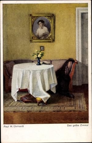 Künstler Ansichtskarte / Postkarte Ehrhardt, Paul W., Das gelbe Zimmer - Novitas 373