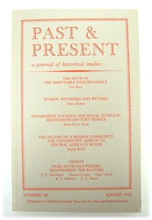 Bild des Verkufers fr Past & Present: A Journal of Historical Studies - Number 140, August 1993 zum Verkauf von PsychoBabel & Skoob Books