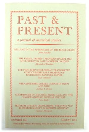 Bild des Verkufers fr Past & Present: A Journal of Historical Studies - Number 144, August 1994 zum Verkauf von PsychoBabel & Skoob Books