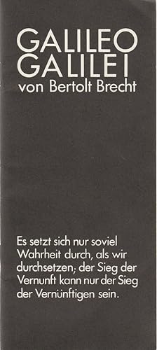 Bild des Verkufers fr Programmheft Bertolt Brecht / Hanns Eisler GALILEO GALILEI Premiere 10. Februar 1978 zum Verkauf von Programmhefte24 Schauspiel und Musiktheater der letzten 150 Jahre