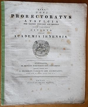 Bild des Verkufers fr Sententiarum de dictione scriptorum novi testamenti brevis censum egit. zum Verkauf von Auceps-Antiquariat Sebastian Vogler