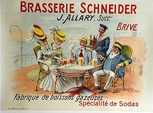 "BRASSERIE SCHNEIDER" Affiche originale entoilée / Litho par A. QUENDRAY / Imp. I. LANG Paris (dé...