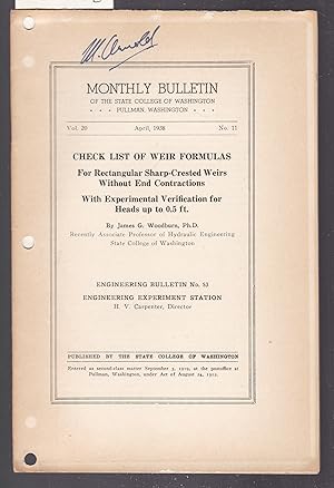 Check List of Weir Formulas - Monthly Bulletin of the State College of Washington Vol.20 April 19...