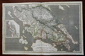 Ancient Greece Hellas Epirus Roman Empire Athens Corinth 1807 Longman map