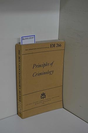 Seller image for Principles of Criminology. War Department Education Manual EM 266 for sale by ralfs-buecherkiste