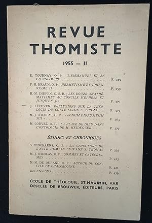 Bild des Verkufers fr Revue Thomiste LXIIIe anne, T. LV, n2, 1955 zum Verkauf von LibrairieLaLettre2