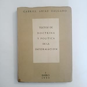 Seller image for TEXTOS DE DOCTRINA Y POLTICA DE LA INFORMACIN. 1 ENERO 1955 for sale by LIBRERIA CLIO