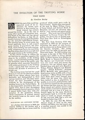 Bild des Verkufers fr the Evolution of the Trotting Horse".2 Parts, Disbound from Scribner's Monthly Illustrated Magazine, May & June, 1896; zum Verkauf von Dorley House Books, Inc.