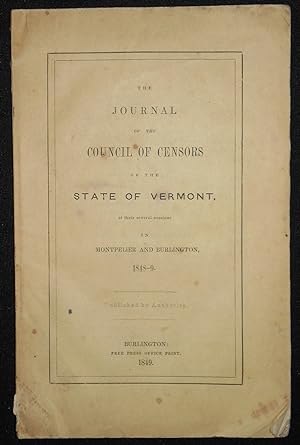The Journal of the Council of Censors of the State of Vermont, at their several sessions in Montp...
