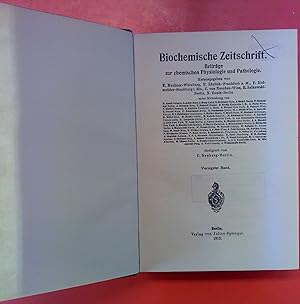 Immagine del venditore per Biochemische Zeitschrift. Beitrge zur chemischen Physiologie und Pathologie. BAND 40 venduto da biblion2