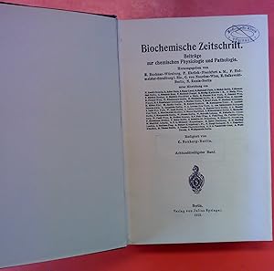 Immagine del venditore per Biochemische Zeitschrift. Beitrge zur chemischen Physiologie und Pathologie. BAND 38 venduto da biblion2