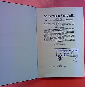 Immagine del venditore per Biochemische Zeitschrift. Beitrge zur chemischen Physiologie und Pathologie. BAND 52 venduto da biblion2