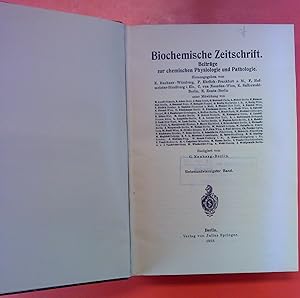 Immagine del venditore per Biochemische Zeitschrift. Beitrge zur chemischen Physiologie und Pathologie. BAND 47 venduto da biblion2