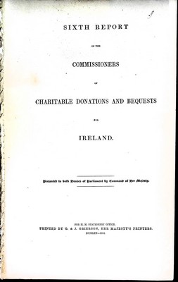 Bild des Verkufers fr Sixth Report of the Commissionersof charitable Donations and bequests for Ireland zum Verkauf von Kennys Bookshop and Art Galleries Ltd.