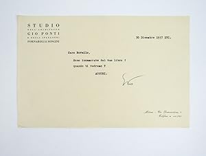 Breve lettera dattiloscritta con firma autografa «Gio», su carta intestata «Studio dellArchitett...