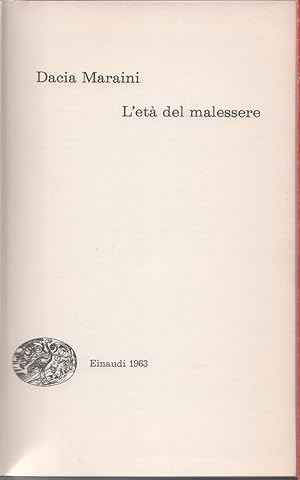 Immagine del venditore per L'eta' del malessere - Dacia Maraini venduto da libreria biblos