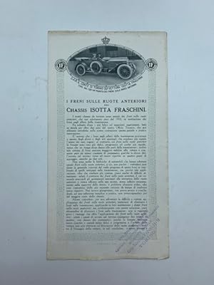 I freni sulle ruote anteriori nei chassis Isotta Fraschini (pieghevole pubblicitario)